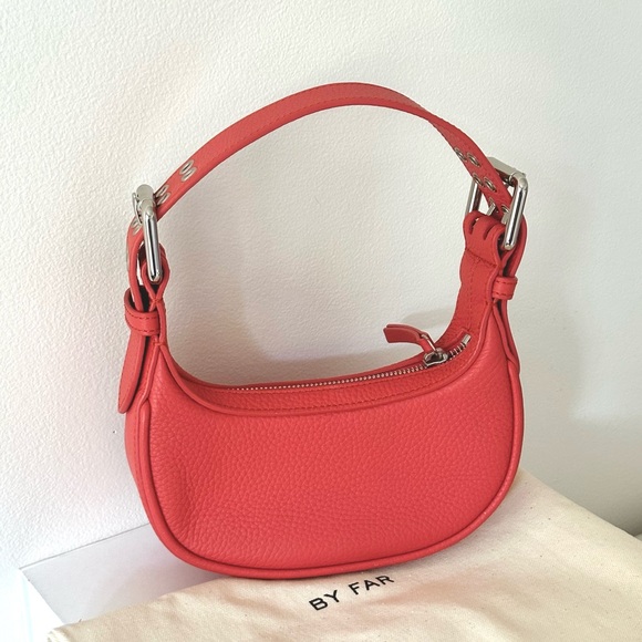BY FAR Mini Soho Leather Shoulder Bag in Salmon w/ Original Dust Bag and Box - Picture 1 of 9
